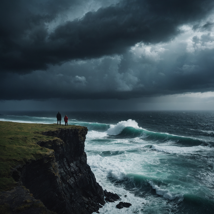 Man vs. Nature: A Dramatic Seascape of Power and Insignificance