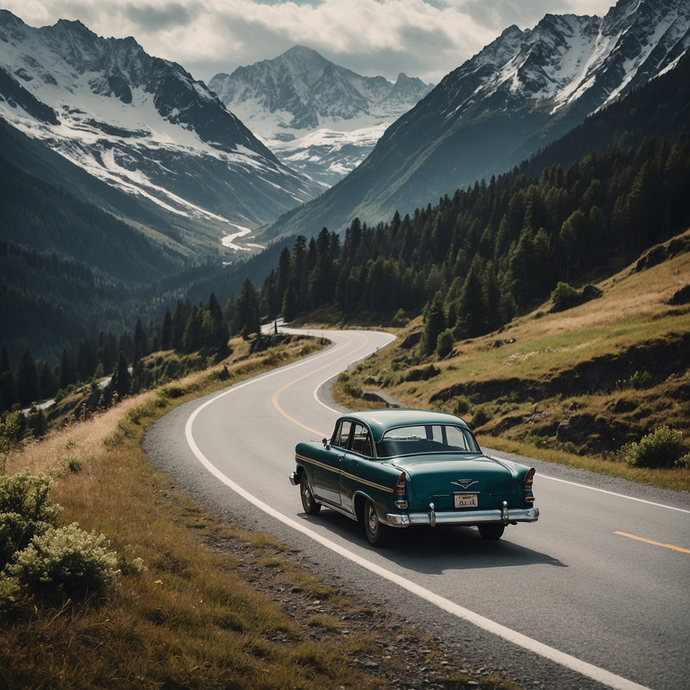 A Vintage Journey Through Majestic Mountains