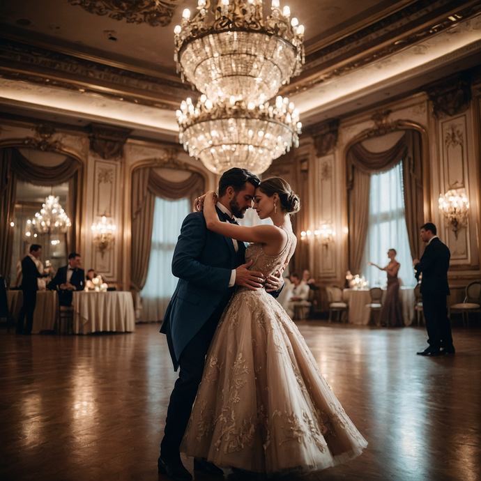 A Dance of Elegance and Romance in a Grand Ballroom