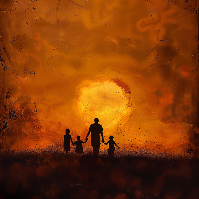 Silhouettes of Hope: A Family’s Sunset Walk