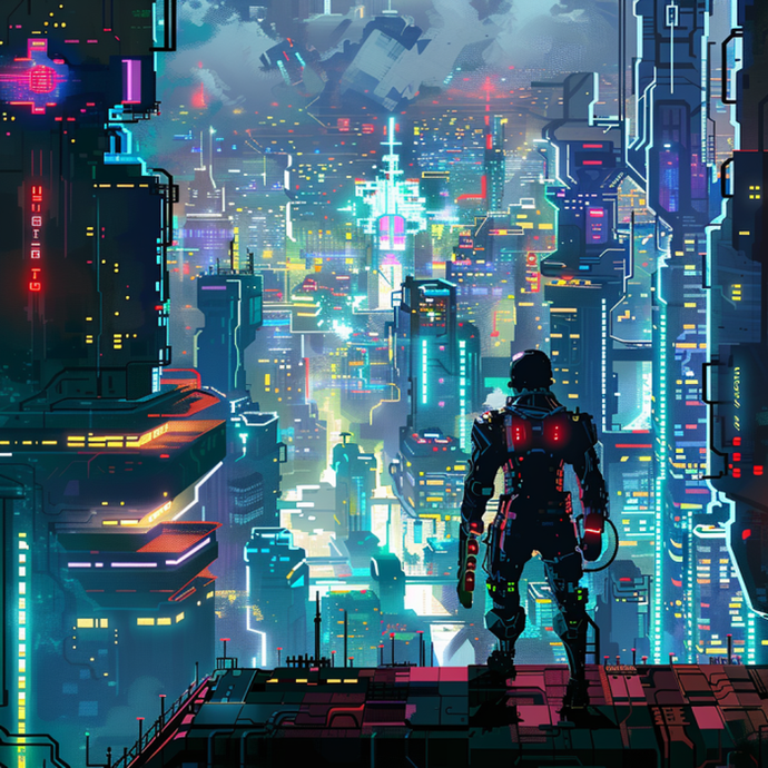 Lost in the Neon Labyrinth: A Cyberpunk Cityscape of Solitude