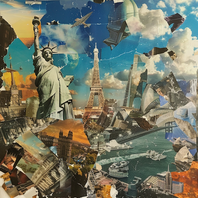 Chaotic Collage of Global Icons