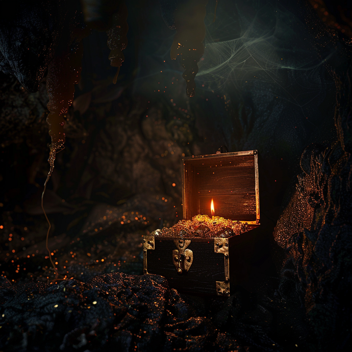 A Candlelit Treasure Awaits in the Depths of a Mysterious Cave