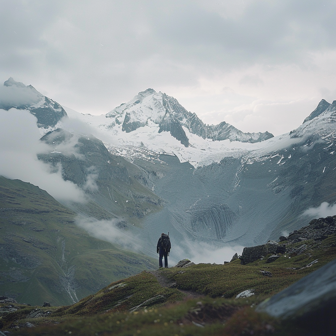 Solitude and Majesty: A Hiker Finds Peace Amidst the Mountains