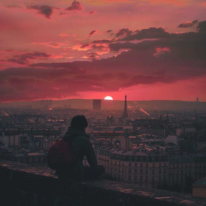 Silhouettes of Solitude: A Parisian Sunset