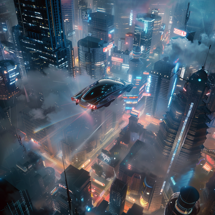 A Glimpse into the Future: Flying Cars and Neon Lights