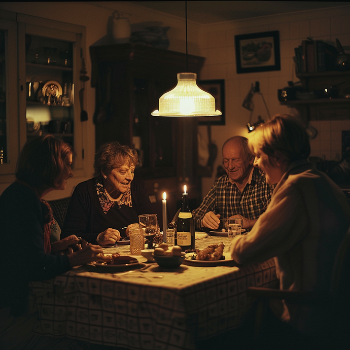 Intimate Dinner Gathering Bathed in Warm Light