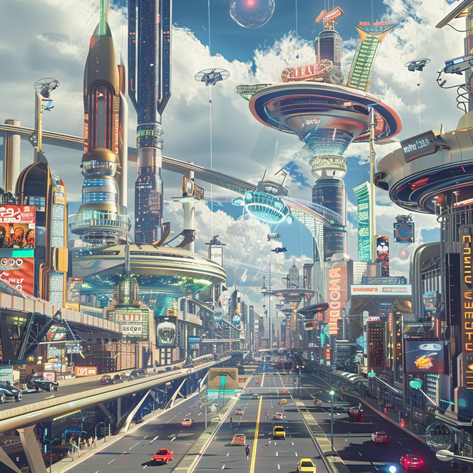 A Glimpse into the Future: Whimsical Cityscapes and Flying Cars