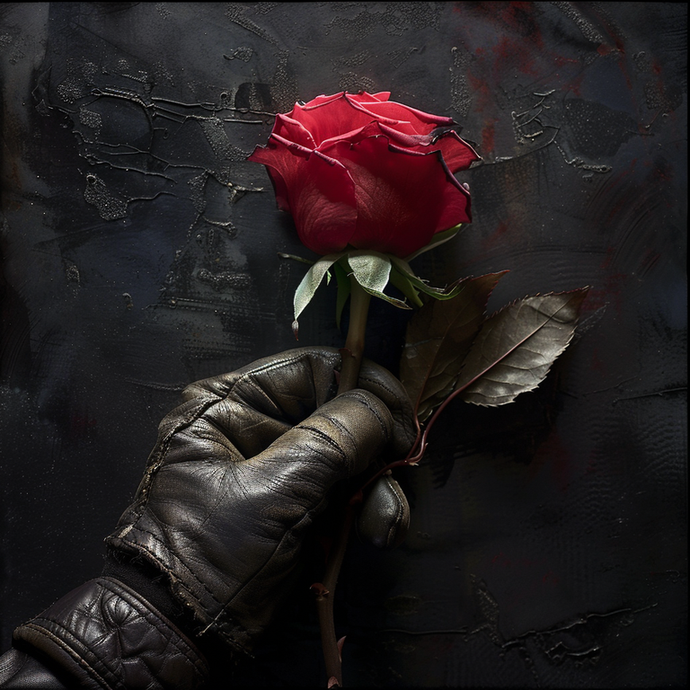 A Single Red Rose Blooms in the Darkness