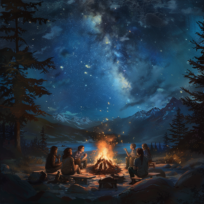 Starry Night Campfire: A Moment of Tranquility in the Wilderness