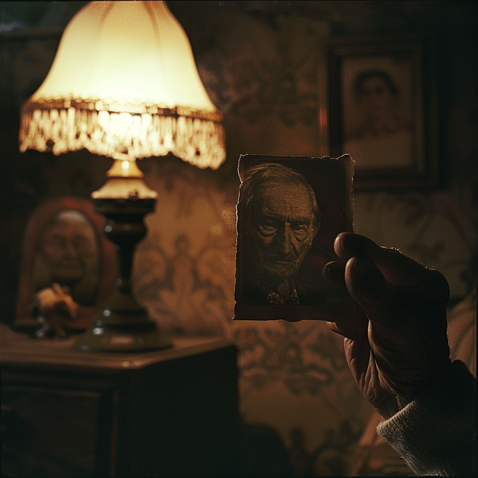 A Hand Holds the Past: Nostalgia and Mystery in a Dimly Lit Scene