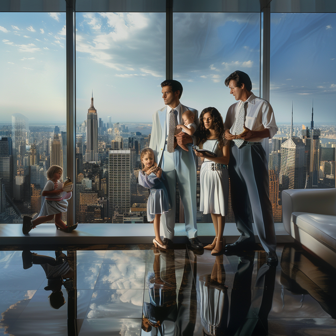 Family Portrait with a City Skyline View