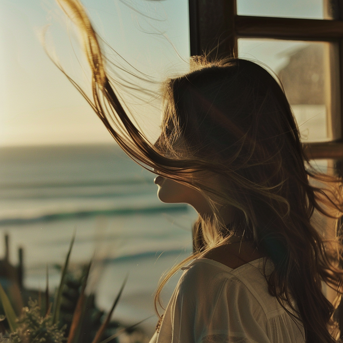 Silhouetted Serenity: A Woman Gazes at the Sunset