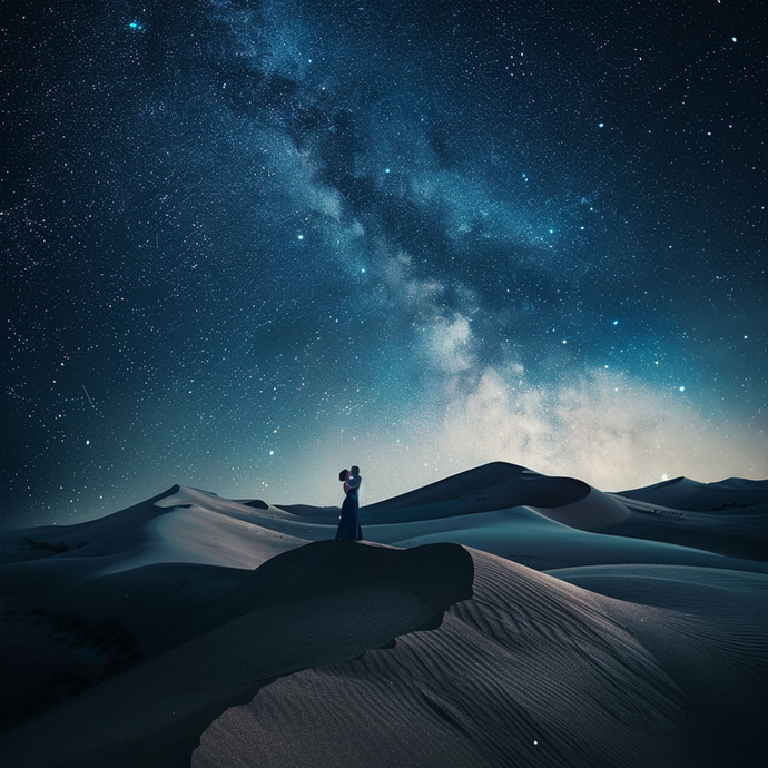 Lost in the Milky Way: A Couple’s Silhouette Against the Cosmos