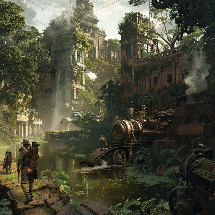 Lost in Time: A Steampunk Engine’s Jungle Oasis