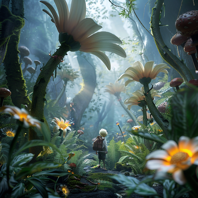 A Boy’s Journey Through a Dreamy, Glowing Forest