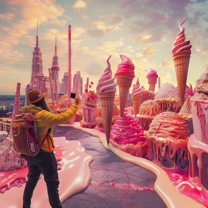 Lost in a World of Whimsy: A Surreal Ice Cream City