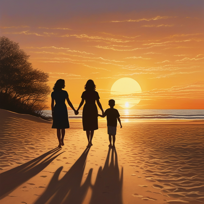 Silhouettes of Love: A Family’s Sunset Stroll