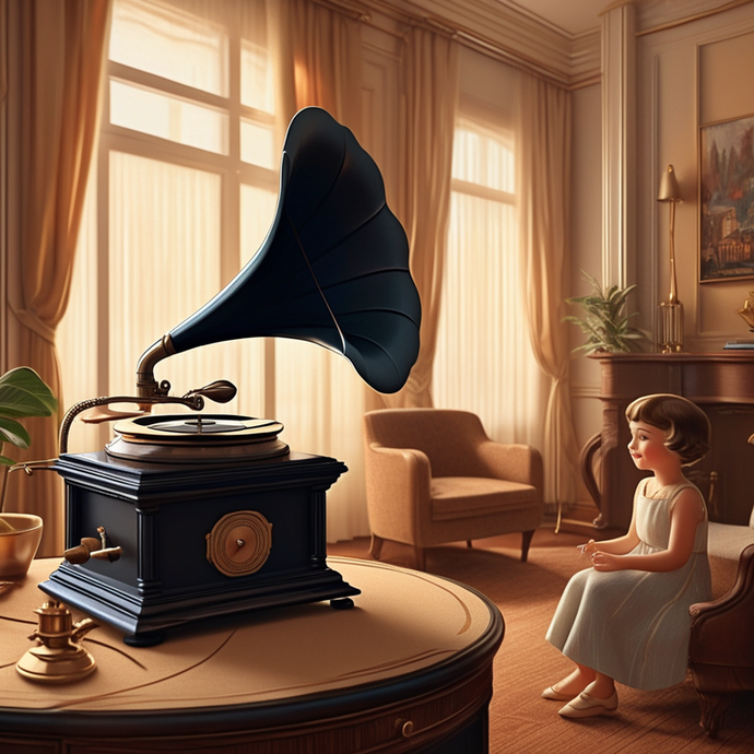 A Moment of Nostalgia: A Young Girl and a Vintage Gramophone