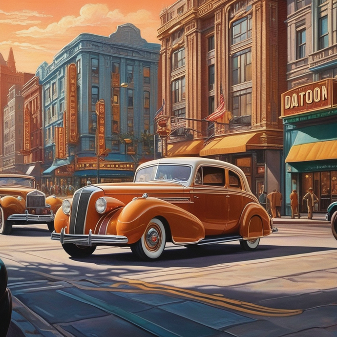 Step Back in Time: A Vibrant Cityscape at Sunset