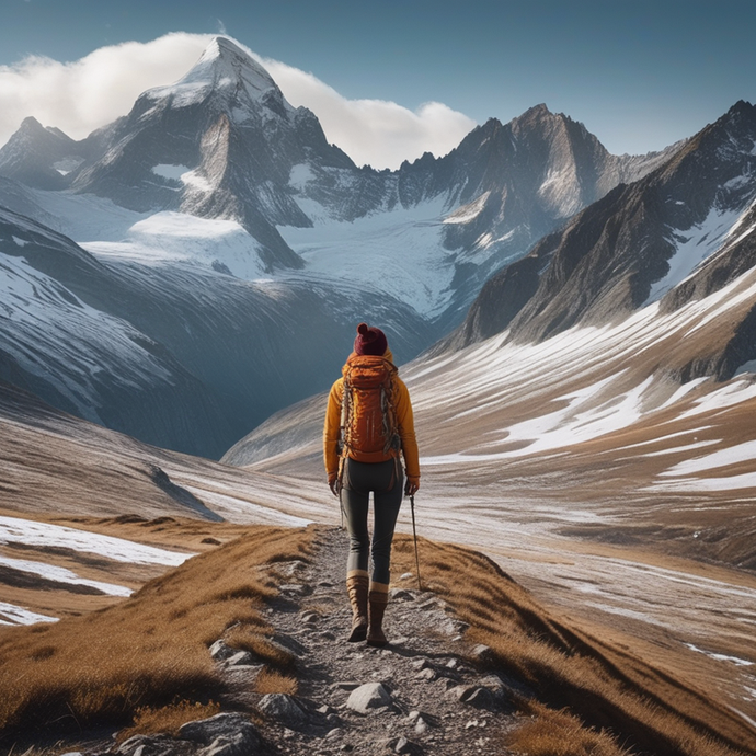 A Lone Hiker Embraces the Vastness of the Mountains