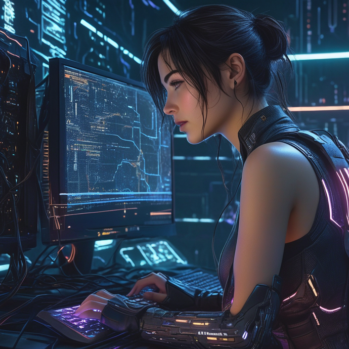 Cyberpunk Dreams: A Woman Lost in the Neon Glow