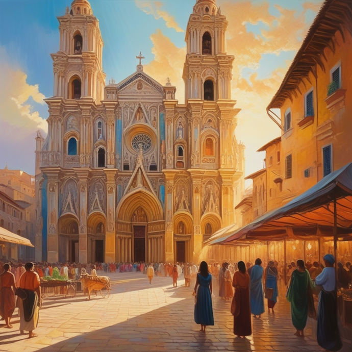 Golden Hour Majesty: A Cathedral Bathed in Warmth