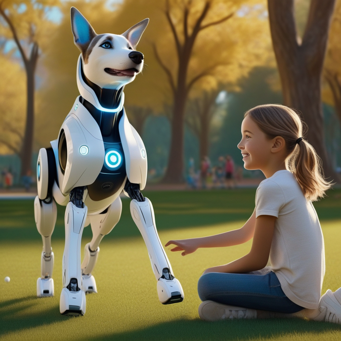 A Robot Dog’s Best Friend: Whimsical Joy in the Park