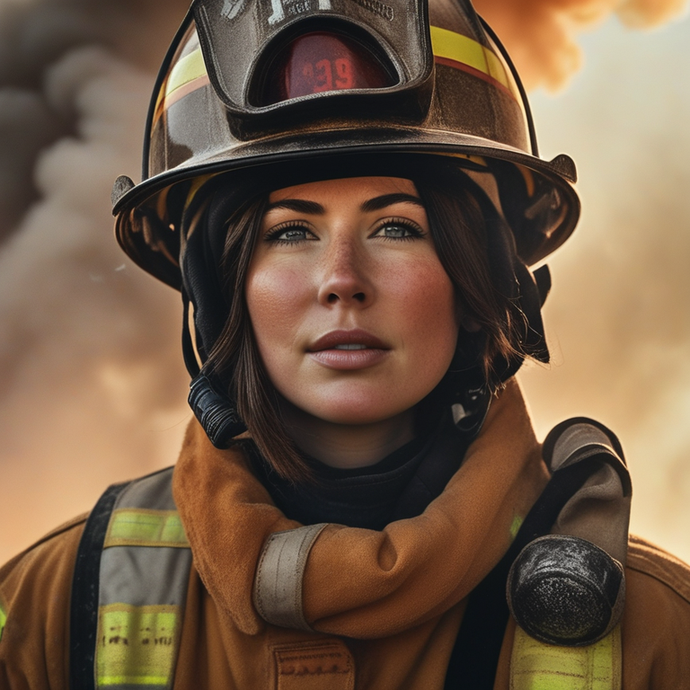 Eyes on the Fire: A Firefighter’s Unwavering Resolve