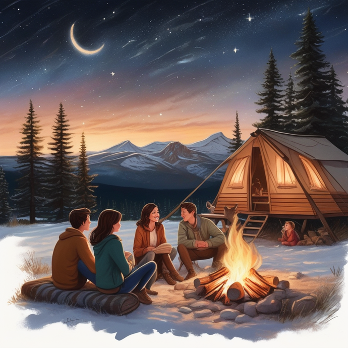 Campfire Glow in the Snowy Wilderness