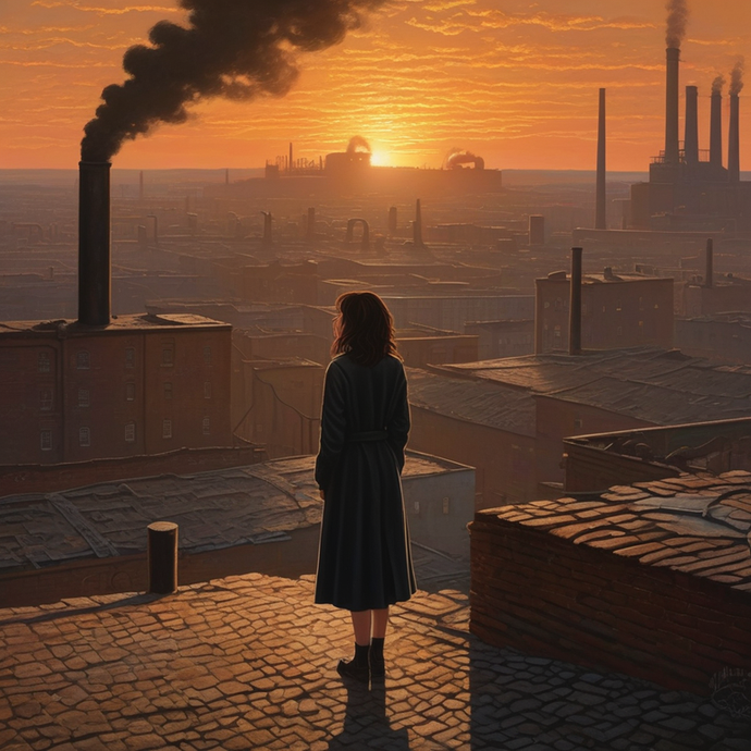 A Solitary Figure Against the Industrial Sunset