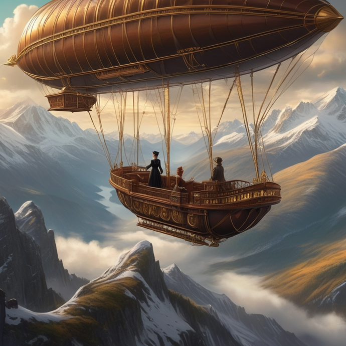 Airship Adventure: Soaring Through Sunset Skies