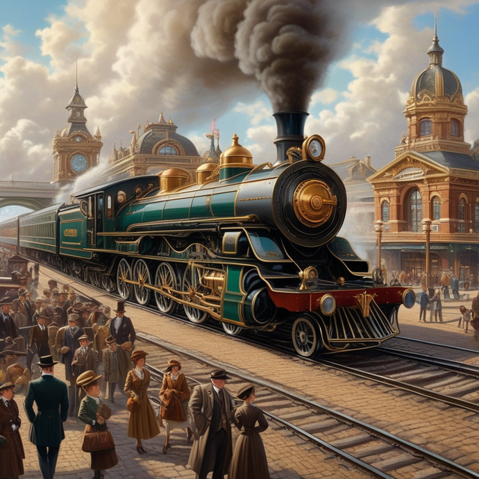 A Moment in Time: Steam Locomotive Arrives at a Bustling Station