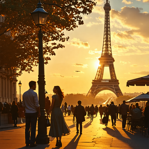 Parisian Romance: A Silhouette Against the Golden Hour