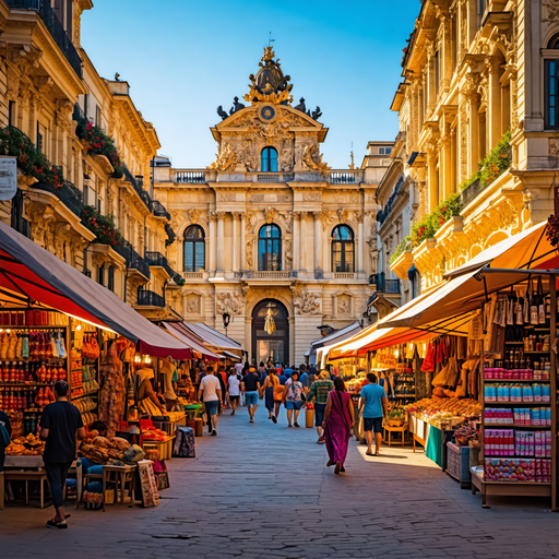 Genoa’s Vibrant Market Under a Grand Facade