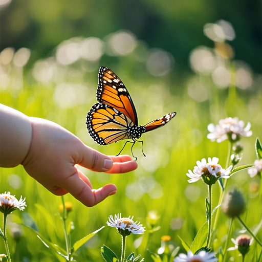 A Moment of Wonder: Child and Butterfly Share a Gentle Touch