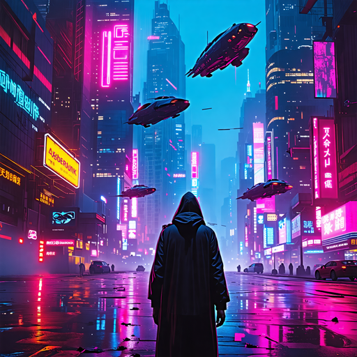 Lost in the Neon Labyrinth: A Cyberpunk Night