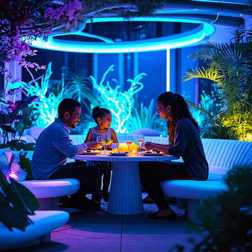 Modern Family Dinner: Cozy & Intimate in a Futuristic Setting