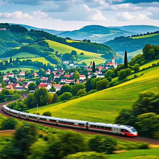 Tranquility in Motion: A High-Speed Train Races Through a Picturesque Valley