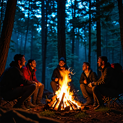 Campfire Tales: Friends Gather Under the Stars