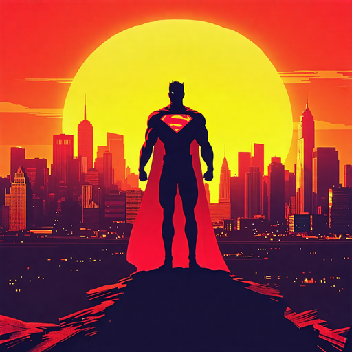 Superman’s Silhouette: A Symbol of Hope Against the Setting Sun