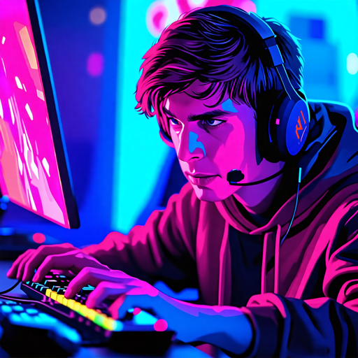 Neon Lights, Intense Focus: Capturing the Gamer’s Zone