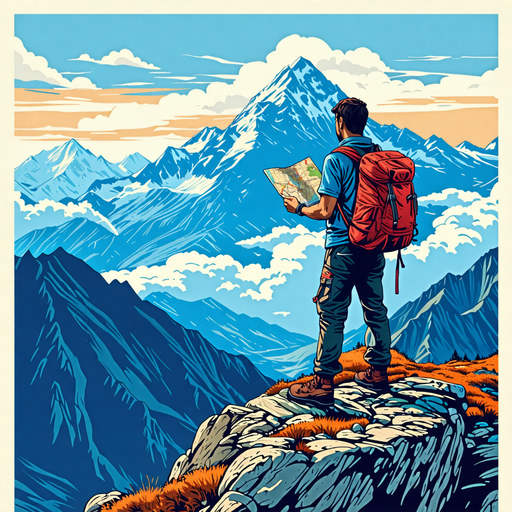 Contemplating the Majesty: A Hiker Finds Serenity on a Mountain Peak