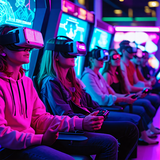 Lost in the Neon Glow: VR Gamers Embrace the Future