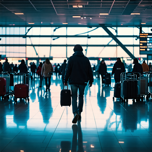 Silhouetted in Blue: A Moment of Contemplation at the Airport