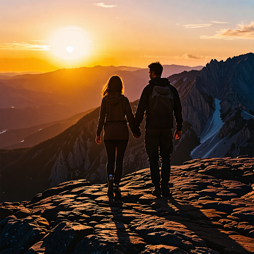 Silhouettes of Love Against a Fiery Sunset