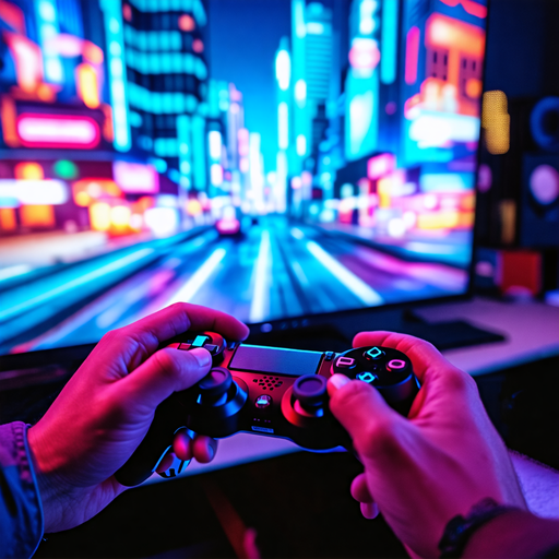 Lost in the Neon Glow: A Gamer’s Intense Focus