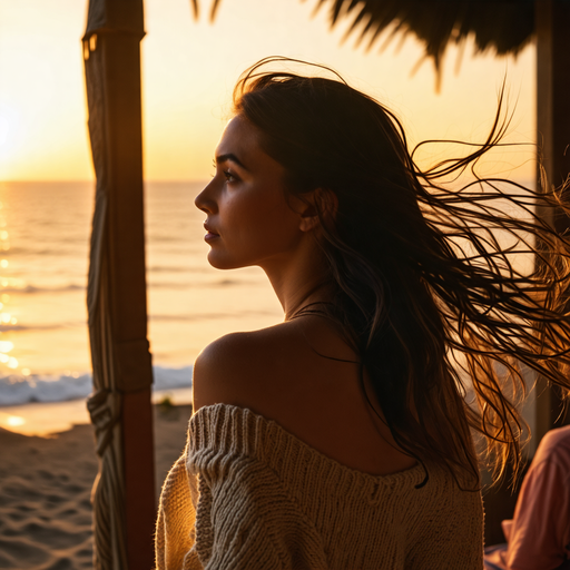 Golden Hour Serenity: A Woman Finds Peace in the Sunset