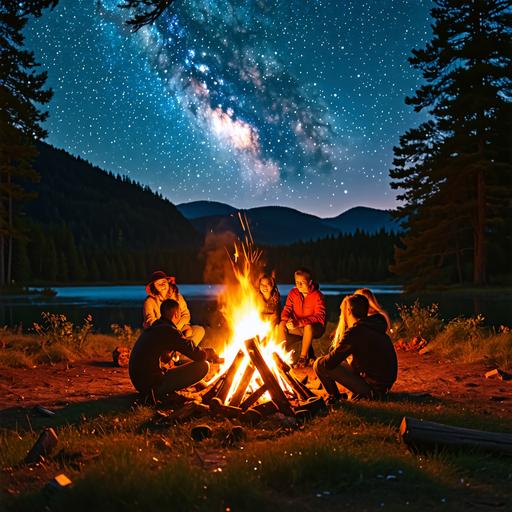 Campfire Tales Under a Starry Sky