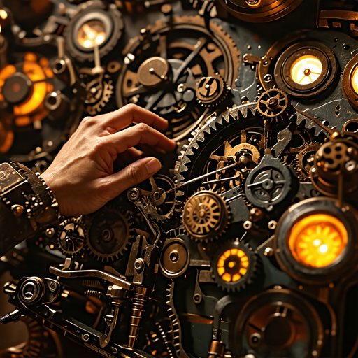 Steampunk Secrets: A Hand Reaches into the Machine